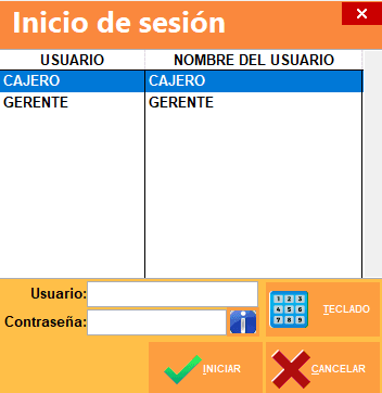Pantalla de inicio de sesión en Soft Restaurant 11