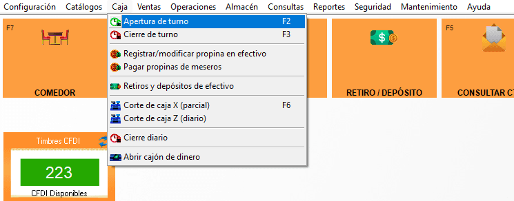 SoftRestaurant 11 – Apertura de turno