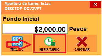 SoftRestaurant 11 – Apertura de turno