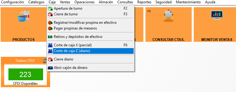 SoftRestaurant 11 – Corte de caja z
