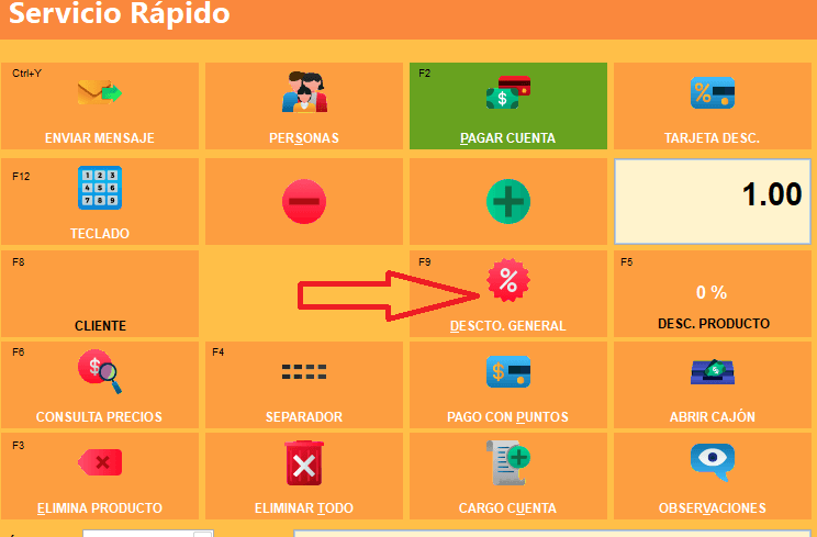 SoftRestaurant 11 – Botón Descuento