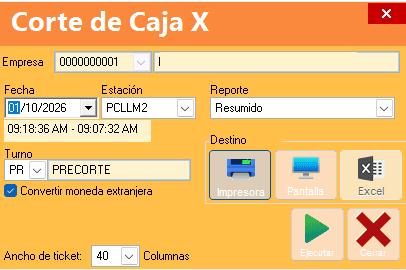 SoftRestaurant 11 – Corte de caja x