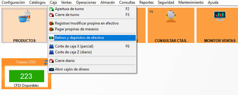 SoftRestaurant 11 – Retiro de efectivo