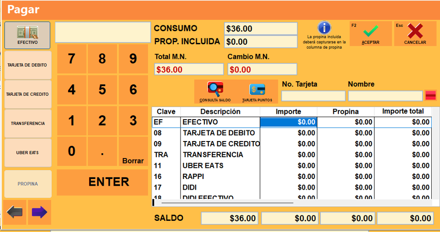 Pantalla del servicio Rápido en Soft Restaurant 11